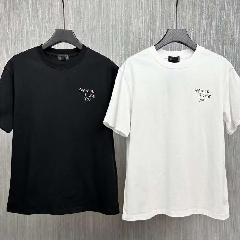 남성 트렌디한 캐주얼 오버사이즈 레터 프린트 라운드넥 반팔 셔츠, 봄 여름 티셔츠 탑, D2802